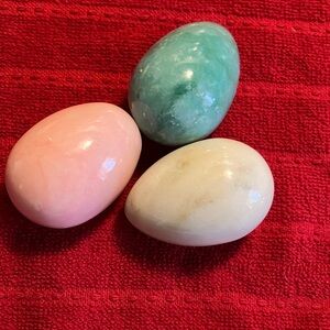 Elegant Stone Egg Set - Pink, Green, Cream
